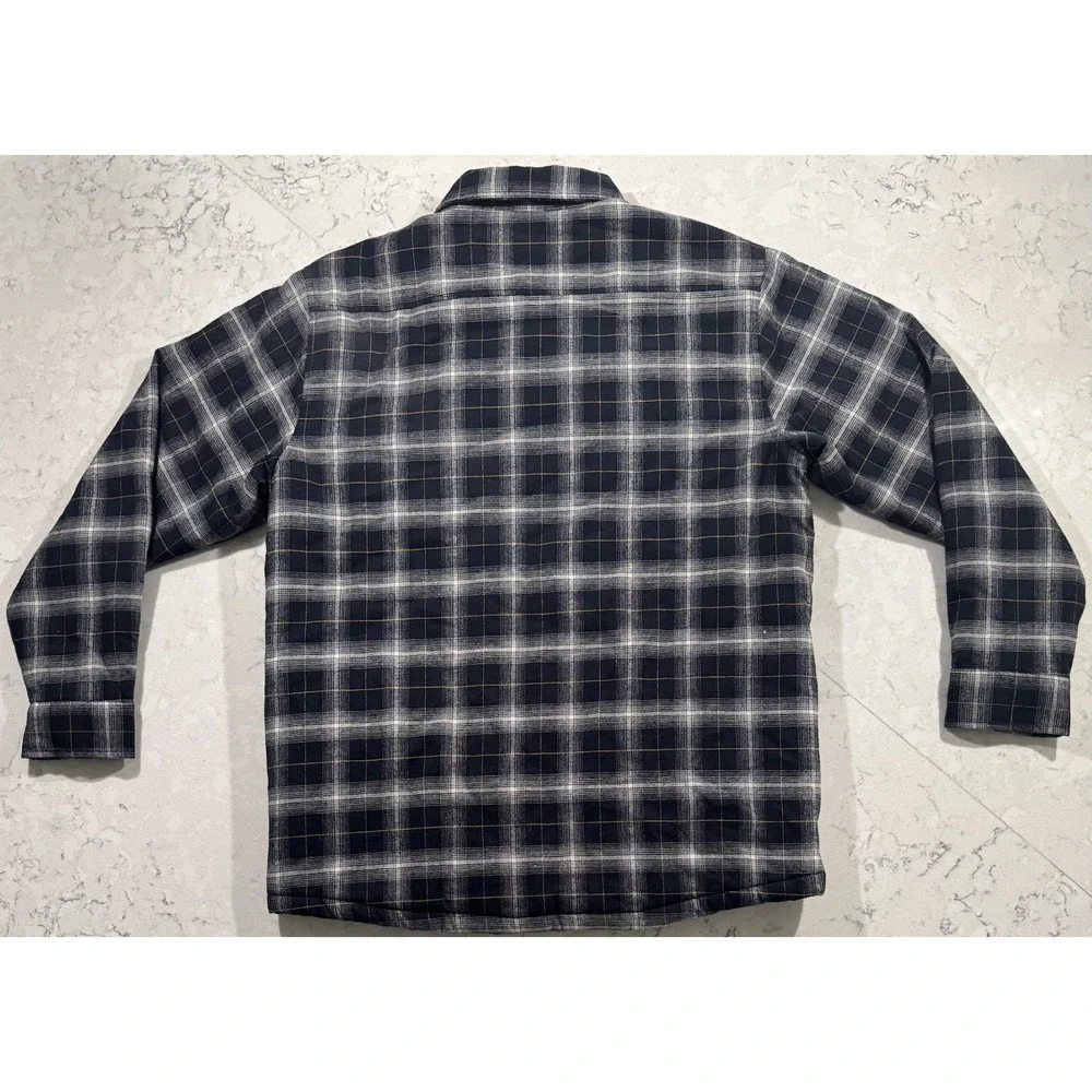 Rugged Elements Quilted Flannel Shirt Jacket Mens Large Gray Black Plaid Shacket
